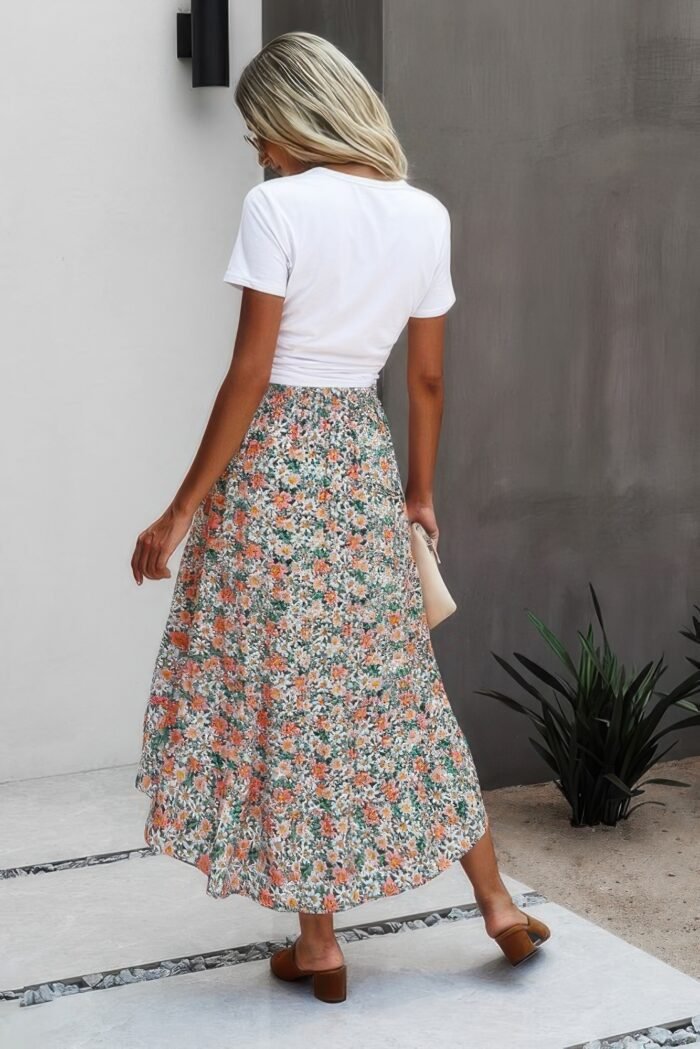 Floral high waist long skirt – a-line silhouette, modest & elegant - image 5