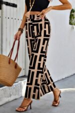 Geometric Color Block A Line Wide Leg Loose Pants - Image 4