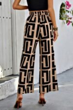 Geometric Color Block A Line Wide Leg Loose Pants - Image 5