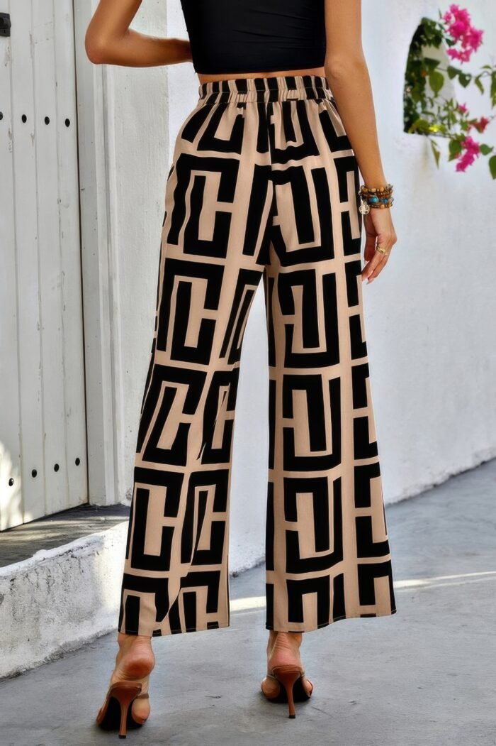 Geometric color block a line wide leg loose pants - image 5