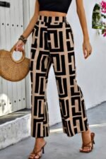 Geometric Color Block A Line Wide Leg Loose Pants - Image 6