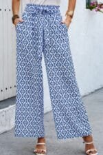 Wide Leg High Waist Tie Pockets Knot Pants