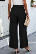 Wide Leg High Waist Tie Pockets Knot Pants