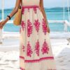 Sleeveless Square Neck A Line Smocked Shirred Dress