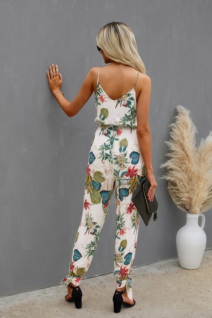 Sleeveless floral print knot side cami jumpsuit - image 2