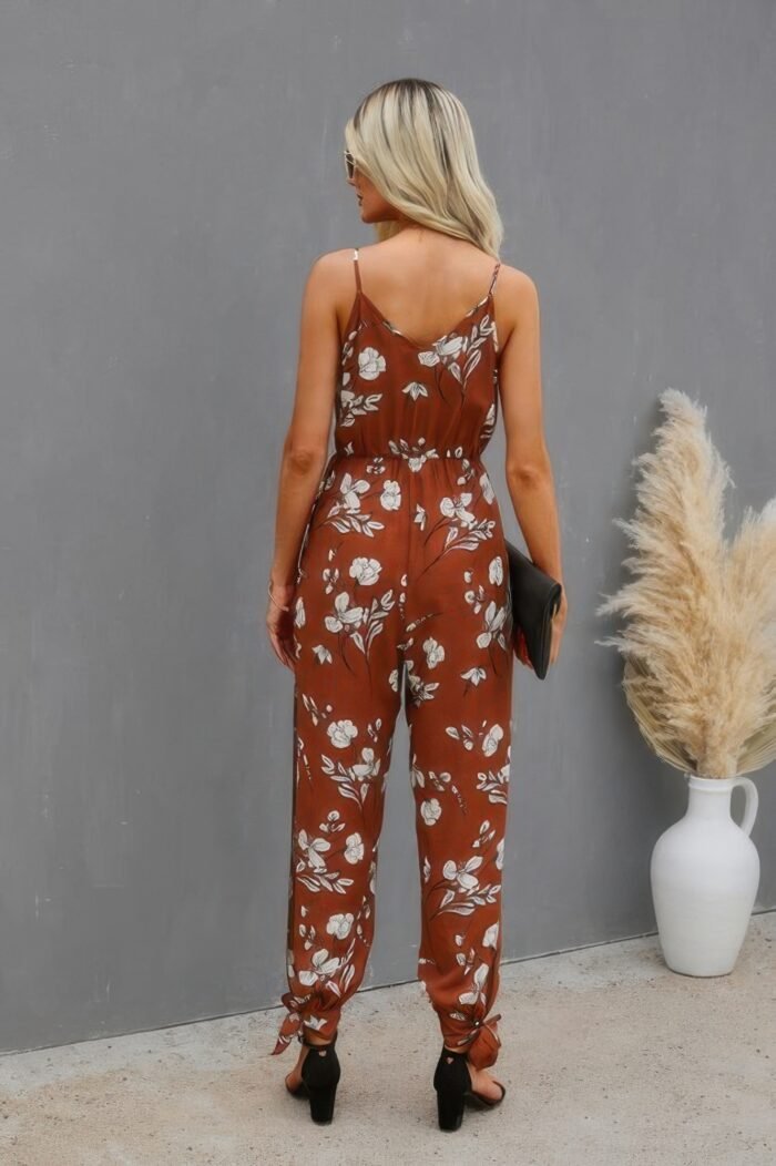 Sleeveless floral print knot side cami jumpsuit - image 6
