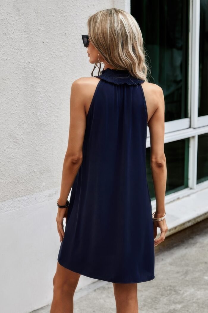 Halter sleeveless loose fit solid dress - image 3