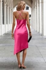 Solid Tie Sleeveless Backless Cami Fit Dress