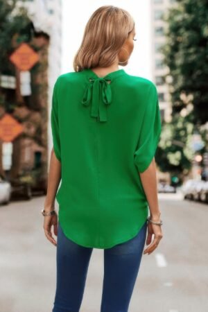 Solid Cut Out Drop Shoulder Loose Shirt