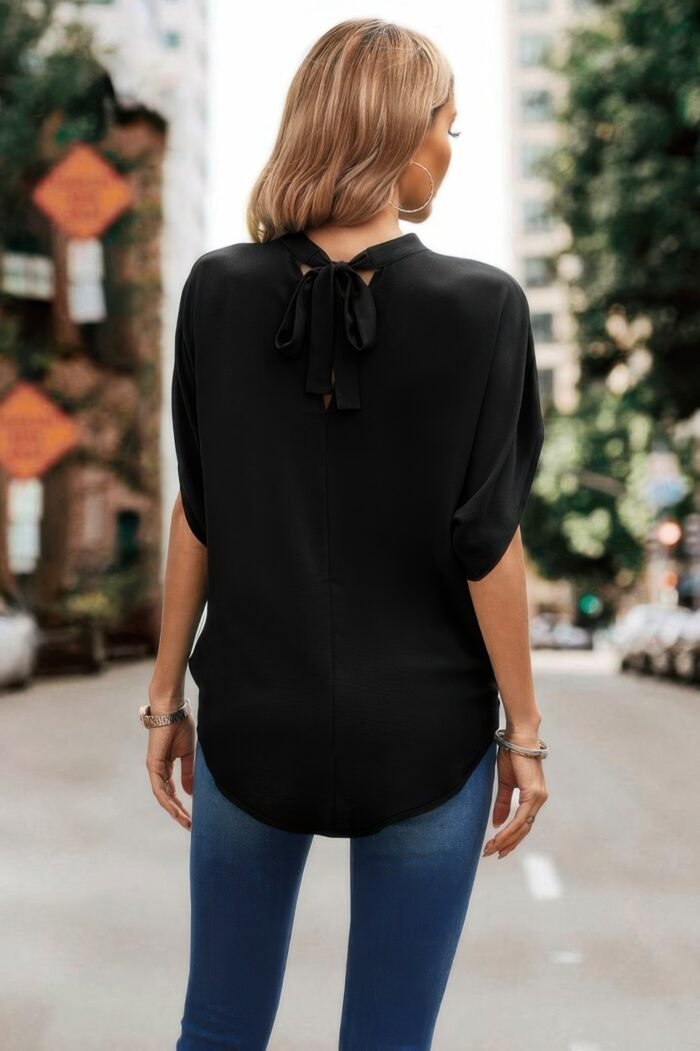 Solid cut out drop shoulder loose shirt - image 10