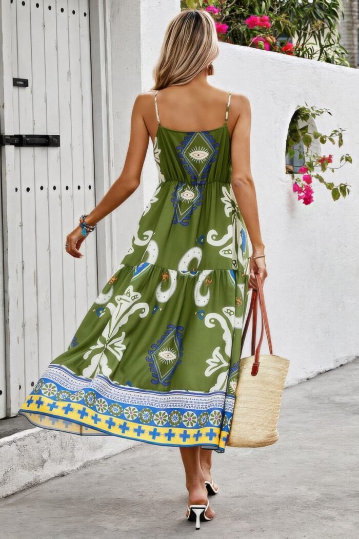 Sleeveless Eyeball Print Spaghetti Strap Dress - Image 8