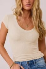 Solid Elastic Fir Short Sleeve Tank Shirt