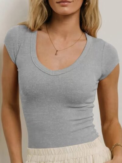 Solid Elastic Fir Short Sleeve Tank Shirt Solid Elastic Fir Short Sleeve Tank Shirt