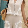 Two Pieces Button Down Lace Decoration Sets