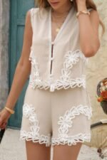 Two Pieces Button Down Lace Decoration Sets - Image 2