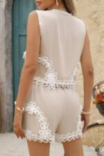 Two Pieces Button Down Lace Decoration Sets - Image 4