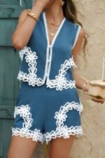 Two Pieces Button Down Lace Decoration Sets - Image 9