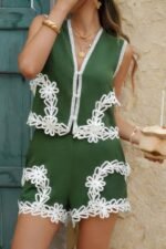 Two Pieces Button Down Lace Decoration Sets - Image 13