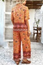 Two Pieces Button Down Boho Blouse Pant Sets - Image 7