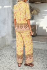 Two Pieces Button Down Boho Blouse Pant Sets - Image 13