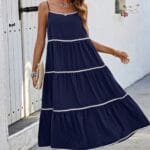 Spaghetti Strap Sleeveless Loose A Line Ankle Dress