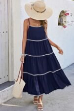 Spaghetti Strap Sleeveless Loose A Line Ankle Dress - Image 3