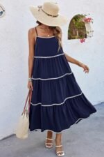 Spaghetti Strap Sleeveless Loose A Line Ankle Dress - Image 4