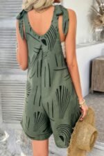 Allover Printed Tie Shoulder Pockets Romper - Image 6