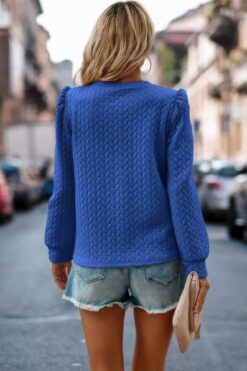 Twist Texture Pullover – Solid Crewneck Loose Fit Sweater