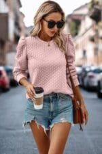 Twist Texture Pullover – Solid Crewneck Loose Fit Sweater