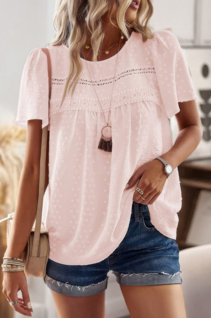 Plus Size Temperament Solid Short Sleeves Top - Image 7