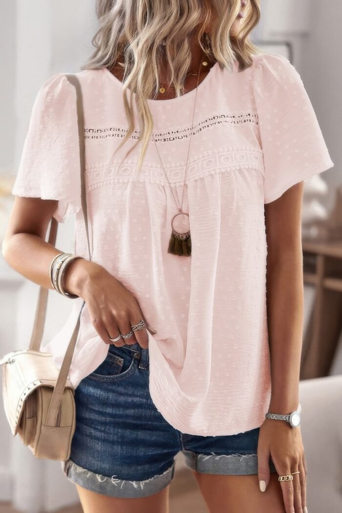 Plus Size Temperament Solid Short Sleeves Top - Image 8