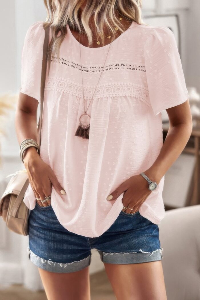 Plus Size Temperament Solid Short Sleeves Top - Image 9