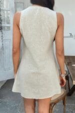 Solid Tie Knot Pleated Sleeveless Mini Dress