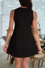 Solid Tie Knot Pleated Sleeveless Mini Dress