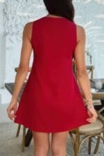 Solid Tie Knot Pleated Sleeveless Mini Dress