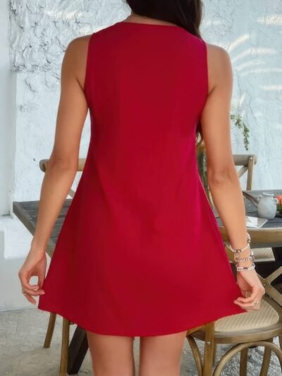 Solid Tie Knot Pleated Sleeveless Mini Dress Solid Tie Knot Pleated Sleeveless Mini Dress
