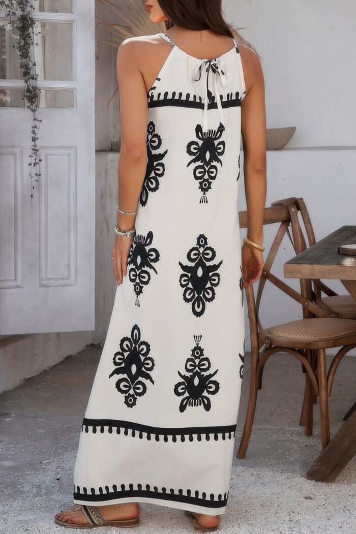 Geo print halter sleeveless loose fit dress - image 2