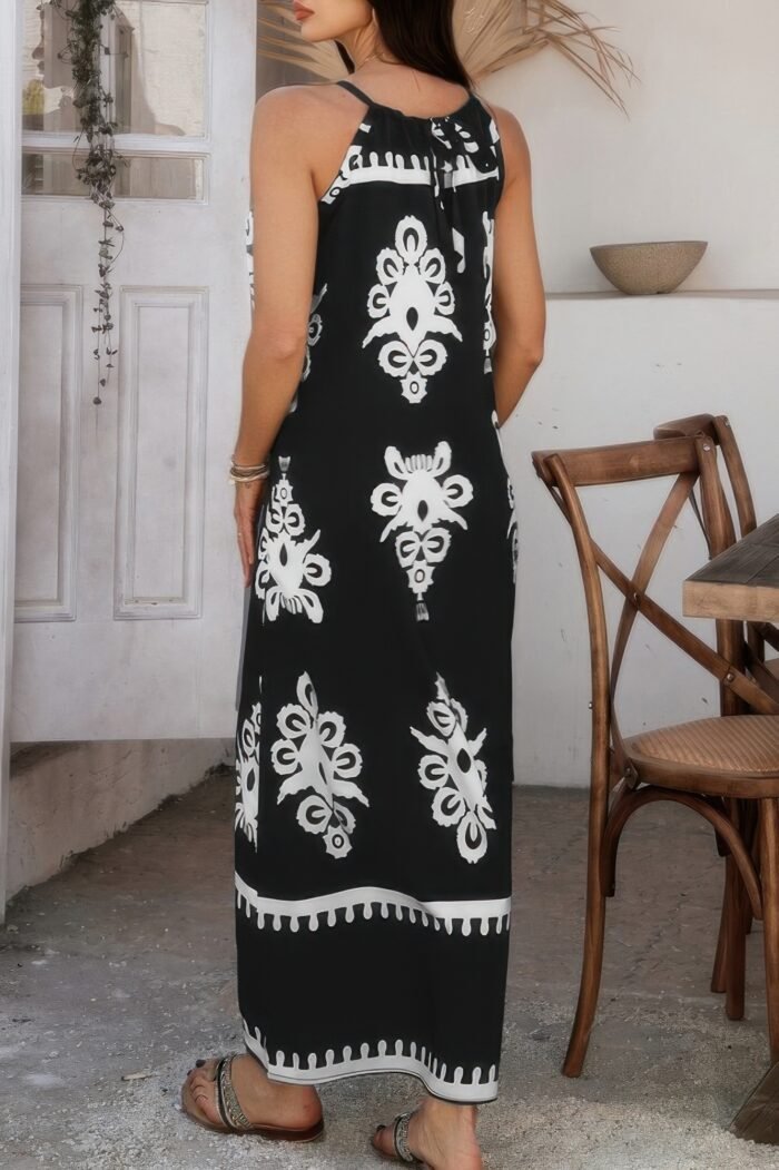 Geo print halter sleeveless loose fit dress - image 6