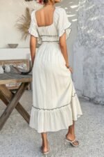 Off Shoulder Bodycon Backless Ruffle Trim Dress - Image 2