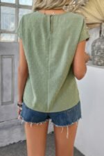 Swiss Dot Crochet Patchwork Short Sleeves Shirt - Image 7
