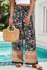 Floral Printed Loose High Waist Wide Leg Pant