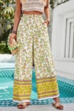 Floral wide leg pants – high waist lightweight summer trousers