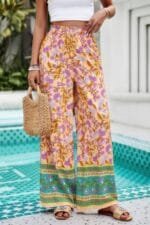 Floral Printed Loose High Waist Wide Leg Pant