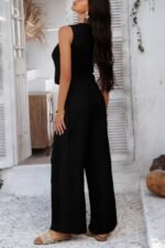 Solid Two Pieces Button Lace Hem Long Sets - Image 2