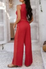 Solid Two Pieces Button Lace Hem Long Sets - Image 9