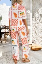Two Pieces All Over Print Button Down Long Sets - Image 2