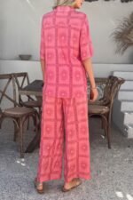 Two Pieces All Over Print Button Down Long Sets - Image 7