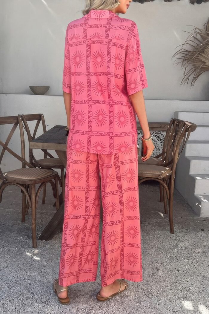 Two pieces all over print button down long sets - image 7