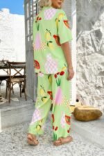 Two Pieces All Over Print Button Down Long Sets - Image 11